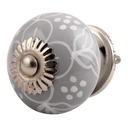 Dark Grey Floral Ceramic Cabinet Knob Online